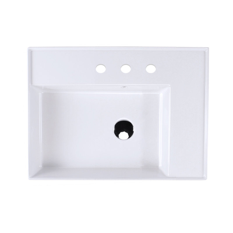 Aquaotto 24'' L Bathroom Sink, 3 Hole - 8" Centers