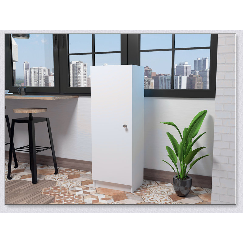 Armoire de rangement à porte simple avec quatre tablettes intérieures Belleria - Blanc