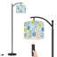 Lampe sur pied à arc avec abat-jour réglable abstrait géométrique bleu vert orange sur pied carrés avec 3 températures de couleur et gradateur pour lampe