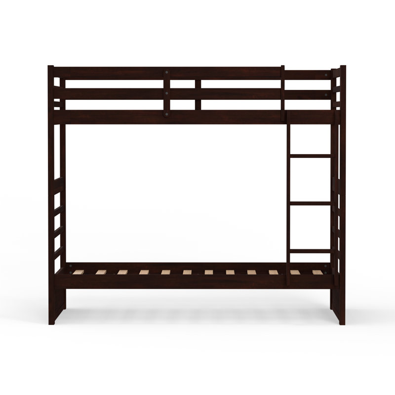 Geatano Solid Wood Twin Over Twin Bunk Bed, Espresso