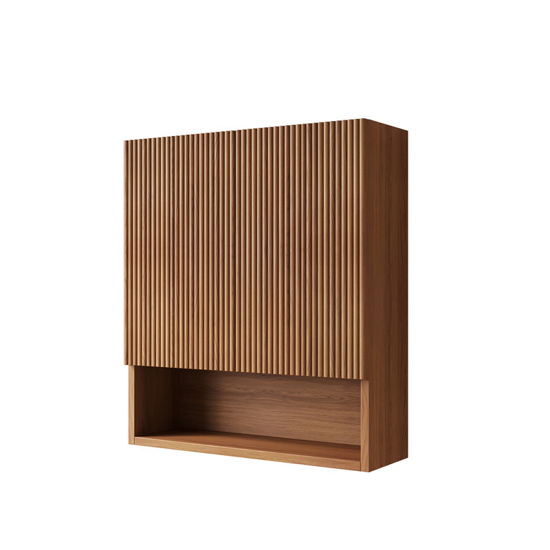 26" Wall-Mounted Striped Bathroom Cabinet, with Doors, Shelf and Open Storage Compartment Over The Toilet Storage Cabinet for Bathroom, Kitchen, Laundry Room