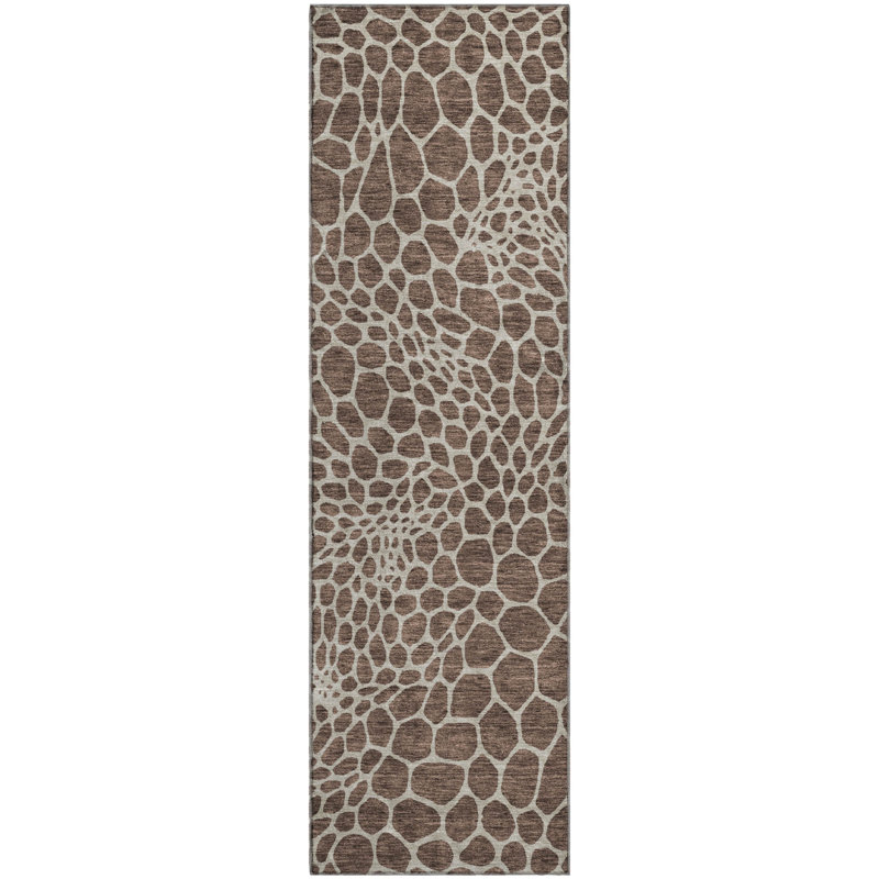 Premium Machine Washable Prisco Brown Rug, Runner 2'3" x 7'6"