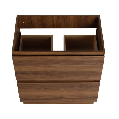 Meuble-lavabo de salle de bain 30 po, autoportant à deux tiroirs moderne, bois d'ingénierie, brun, fonction pratique sans lavabo, armoire en bois avec tiroirs, attrayant et efficace
