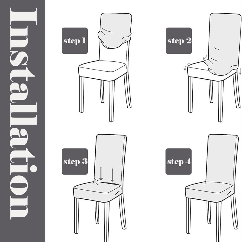 Housse imperméable pour chaise de salle à manger, Mélange de polyester gris foncé