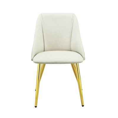 White Synthetic Leather Side Chair Of 2 - Stylish Comfortable With Seat Cushion, Legs, Plastic Floor Guards 20"X20"X33", 25Lb Chairs  2  Elegant Dining High Foam Protection