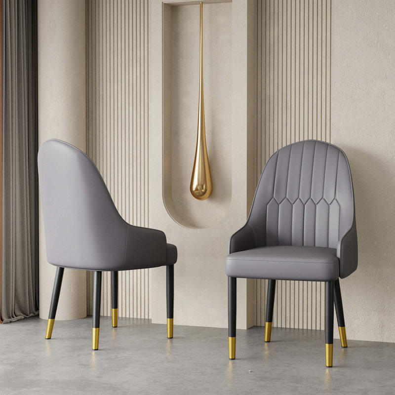 Perkoff 20.6'' H Faux Leather Upholstered Side Chair, Gray