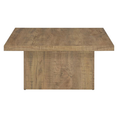 Square Coffee Table For Living Room - Engineered Wood With Rustic Farmhouse Design, Laminate Veneer Surface, Durable & Stable Oversized Block Base