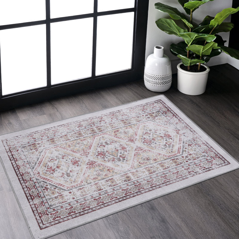 2X3 Area Rug In Beige, Machine Washable, Low-Pile, Non-Slip, Non-Shedding, For Bedroom, Living Room, Kitchen, Dining Room - & Pet Loving Washable Beige Rug, ,