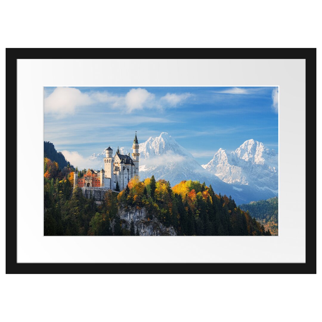 Gerahmtes Poster Schloss Neuschwanstein Herbst