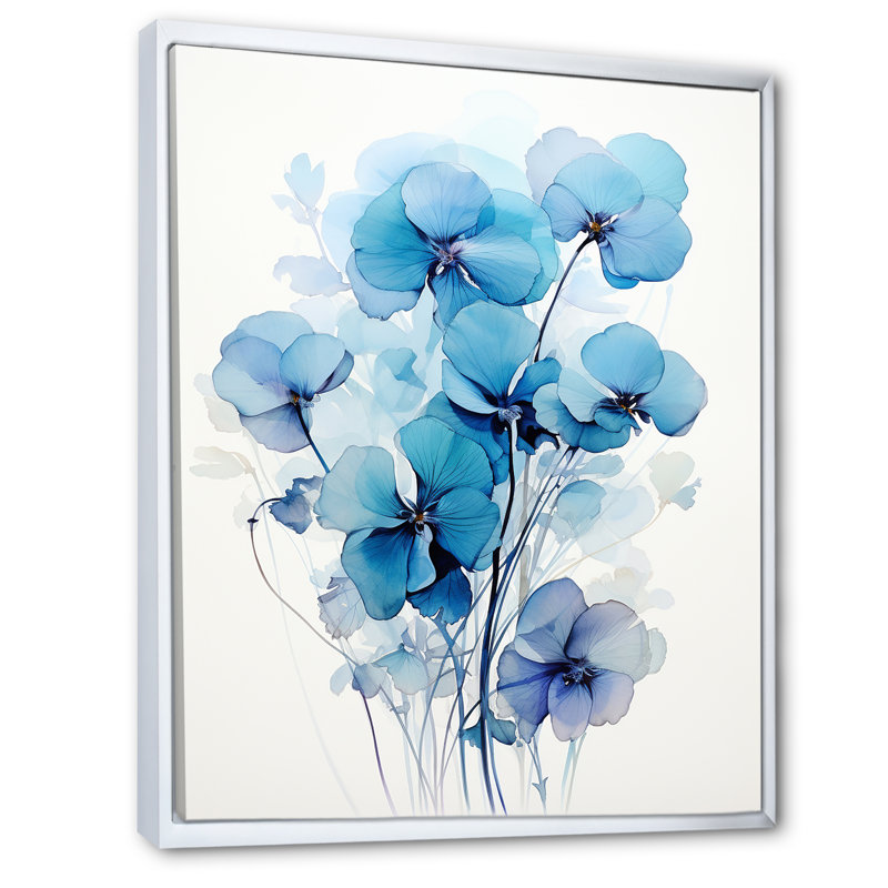Bouquet d'harmonies Blue Blossum, Cadre flottant blanc, H 32 po x l 16 po x P 1 po