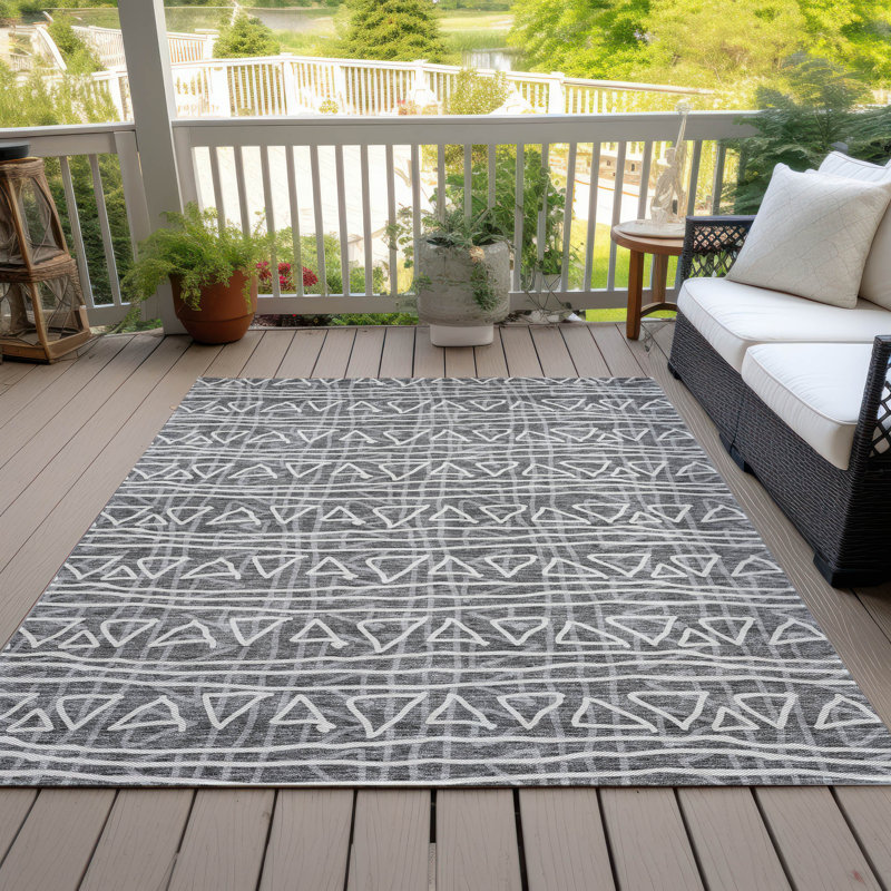 Machine Washable Indoor/Outdoor Chantille ACN730 BohemianRug, Charcoal, 2'6" x 3'10"