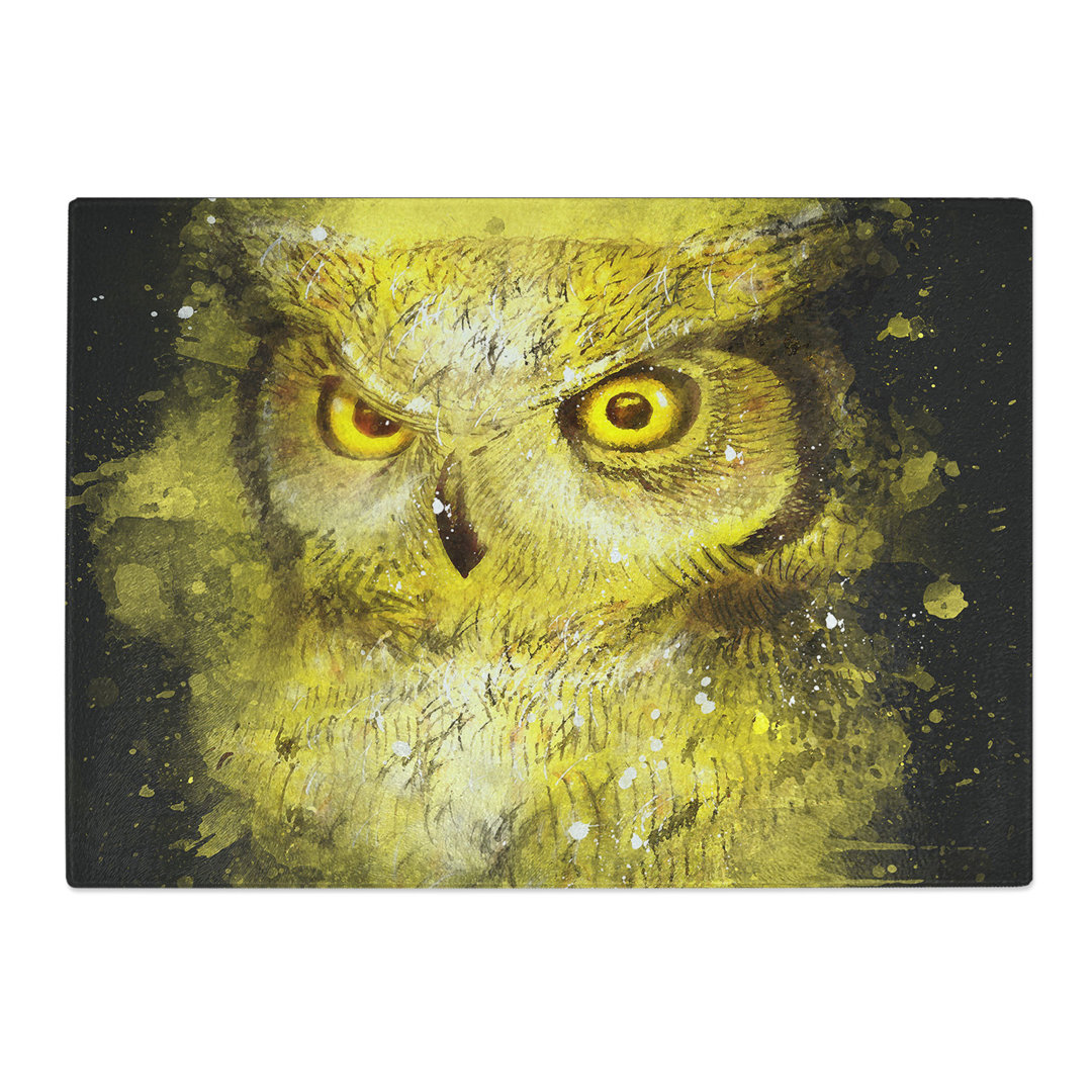 Tempered Glass Sketch of an Owl Chopping Board