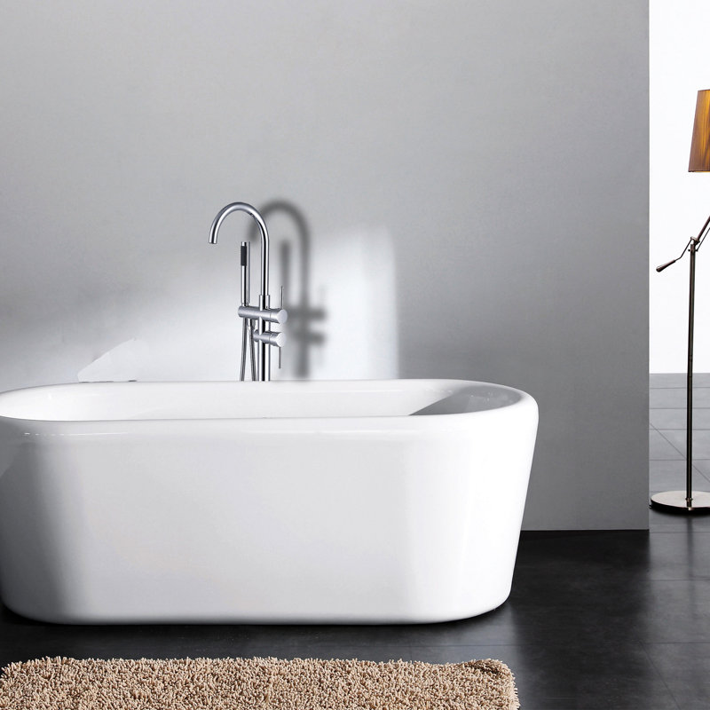 Robinet de baignoire autoportant moderne avec douche à main de 6,35 po Largeur et hauteur, profondeur du métal solide 45,84, surface, largeur, appareil de rafraîchissement de salle de bain