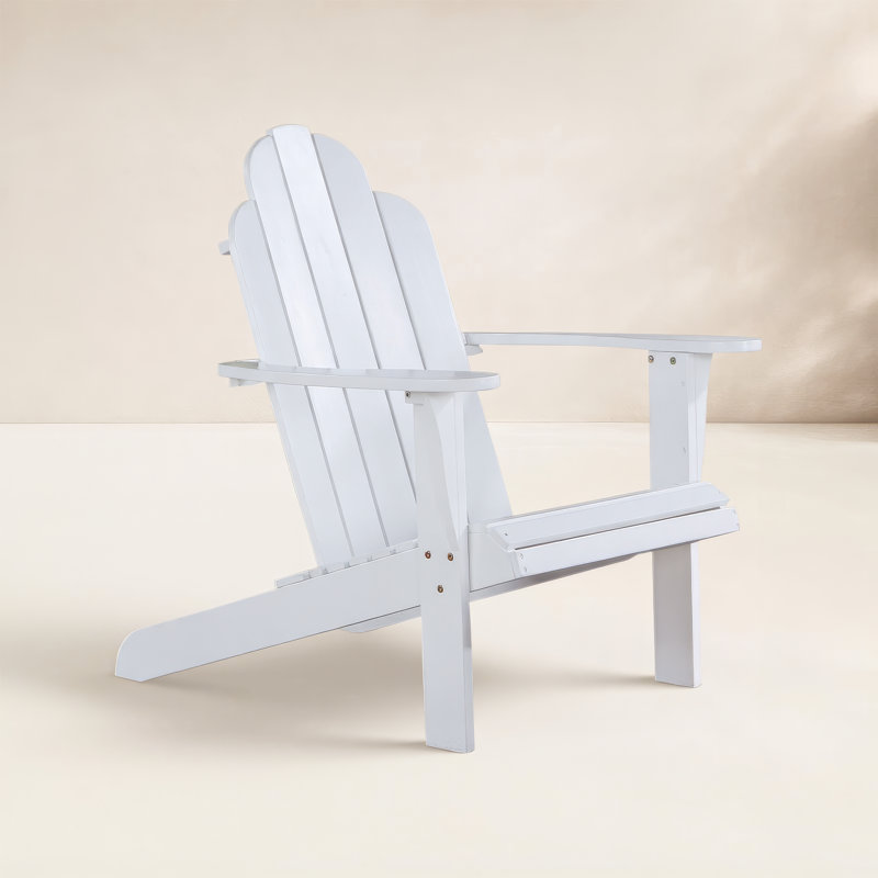 Chaise Adirondack en bois massif avec repose-pieds Ardith Langport, Blanc