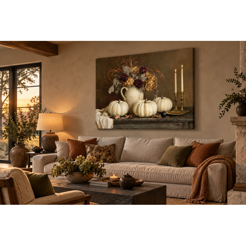 Art mural sur toile tendue citrouille, L 48 po x H 36 po x P 1,5 po