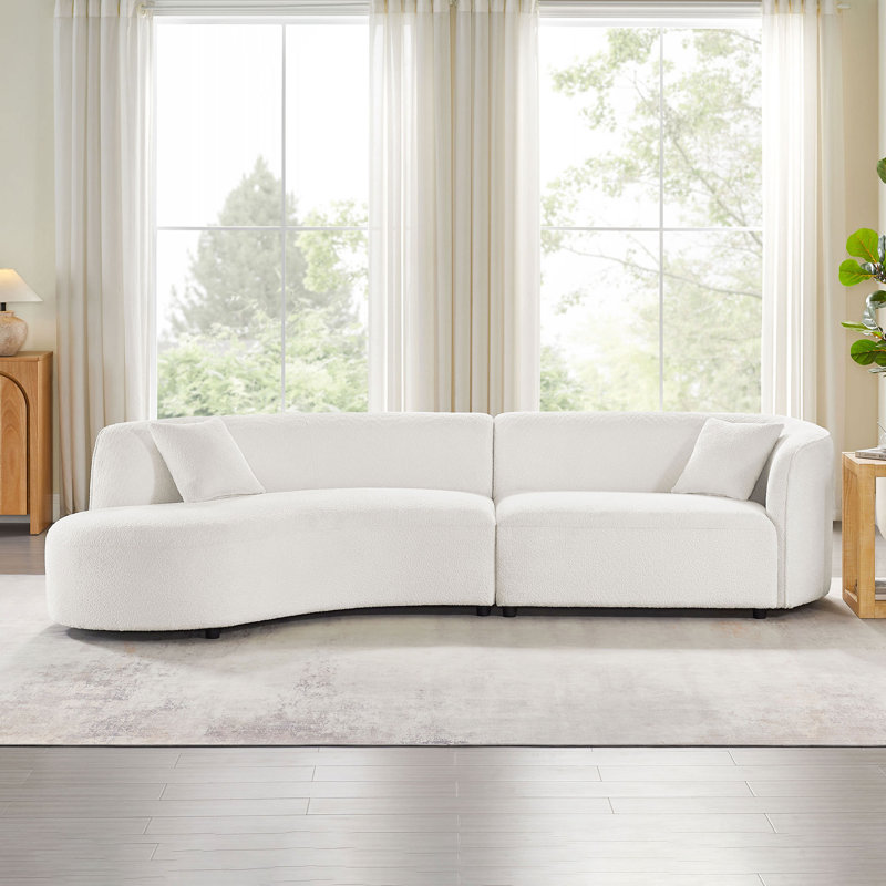 Ensemble de 2 pièces de canapé de salon de luxe de style moderne recouvert de tissu d'ameublement courbé