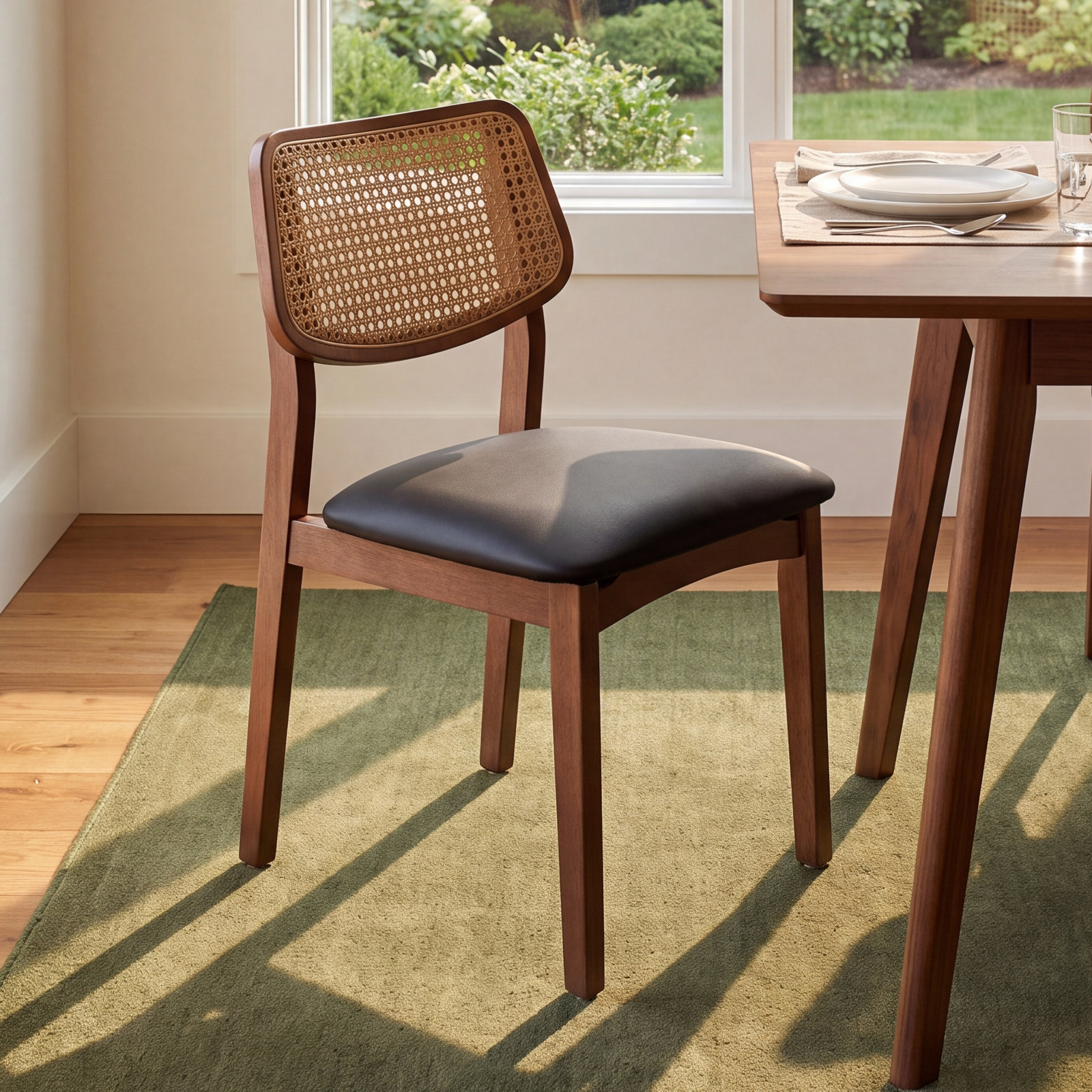 Ena Oak Dining Chair, Shimmy Black/Nogal/Nogal