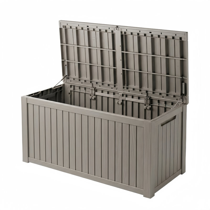 Boîte de terrasse verrouillable en résine résistante à l'eau 210 gallons Decksplore, Grey
