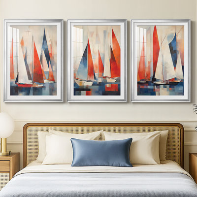 NAUTICAL Series CDVII  -Custom Framed  Premium Print W Matt - 3 Pieces