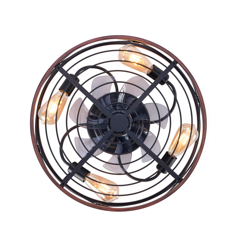 Ventilateur de plafond à cage de 20 po avec lumières et télécommande, moteur réversible, télécommande à courant continu, ventilateur de plafond à 6 vitesses, lampe de ventilateur de minuterie - ampoules non incluses