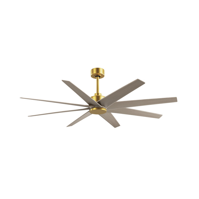 Ariella - Eight Blade Ceiling Fan, Gray Ash Tone, Brushed Brass
