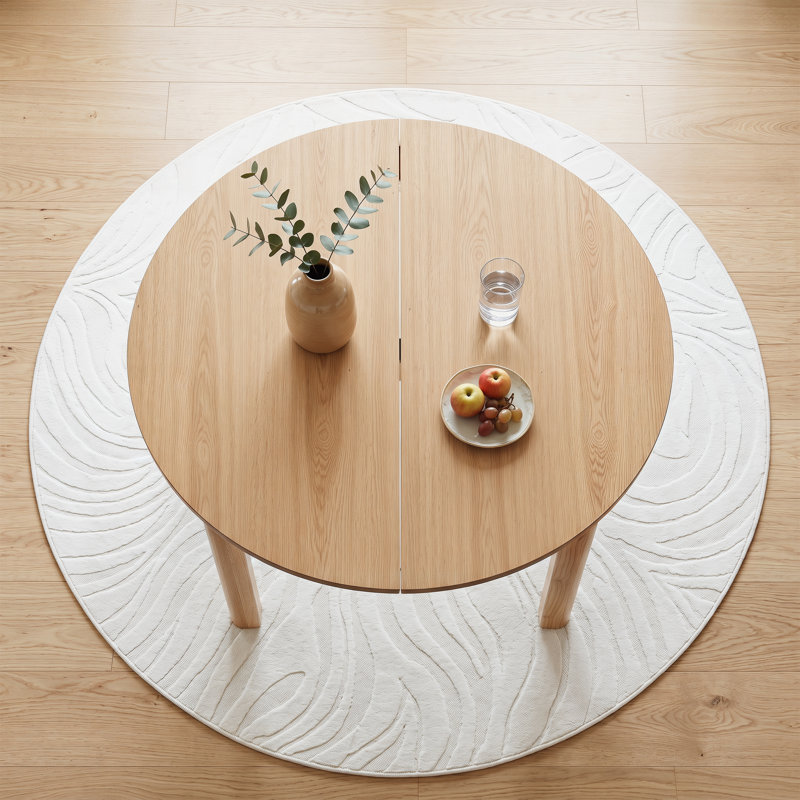 32.5'' - 68'' Extendable Dining Table With Solid Wood Legs, 3 Sizes - Round To Oval Dining Table For Dining Room/Kitchen