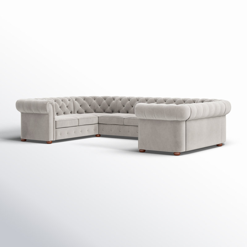 Huskins Velvet U-Shaped Sectional, Gray