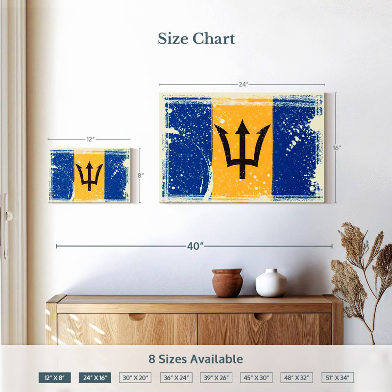Borges Splattered Barbados Flag, 16" H x 24" W