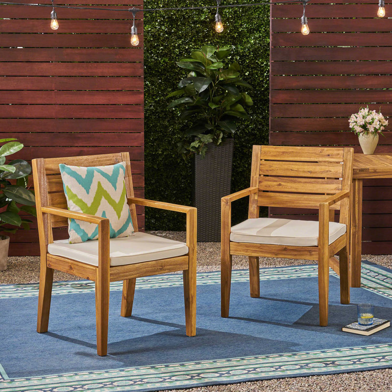 Ensemble de 2 chaises de salle à manger d'extérieur, Beige, Naturel