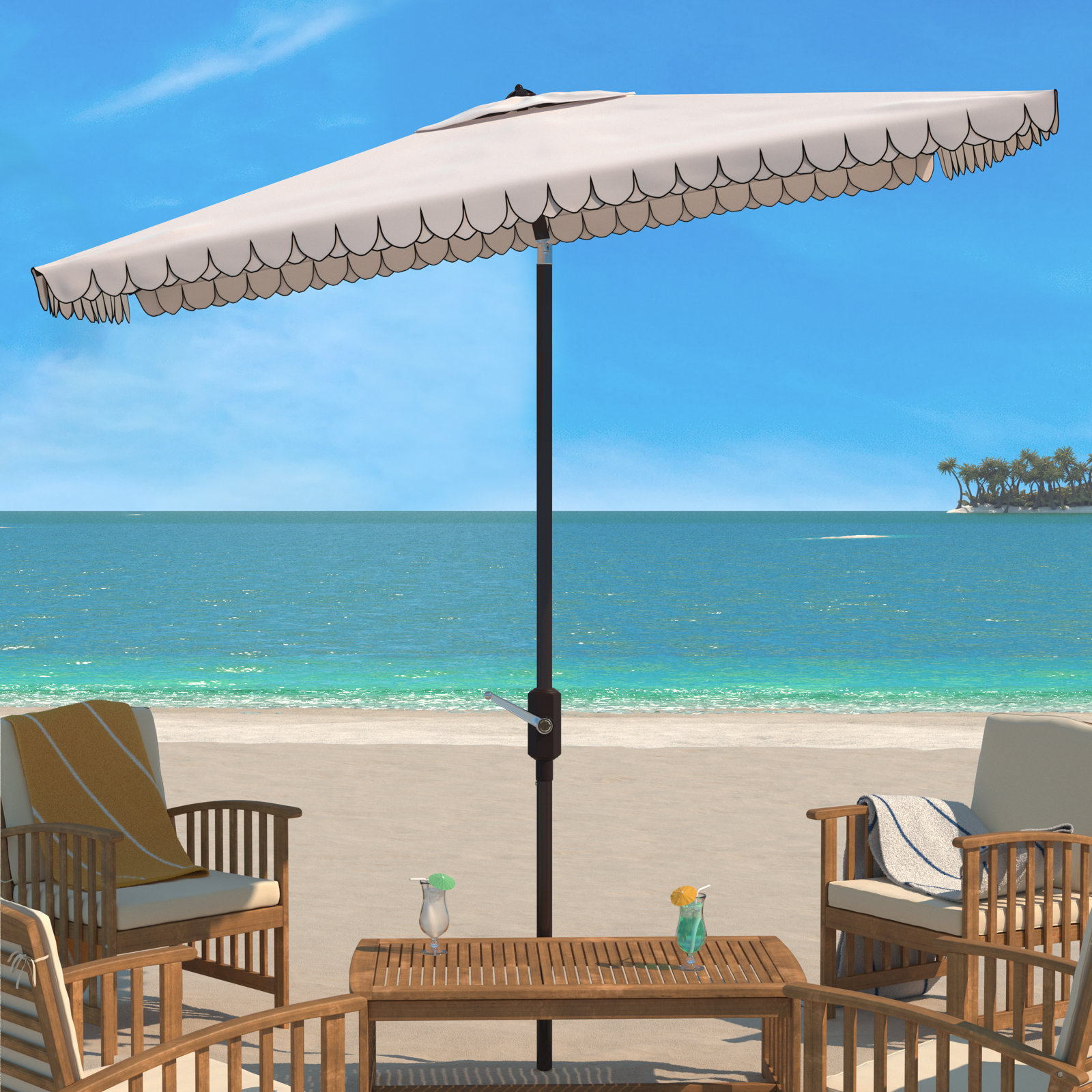 9.8' Market Umbrella, White/Black