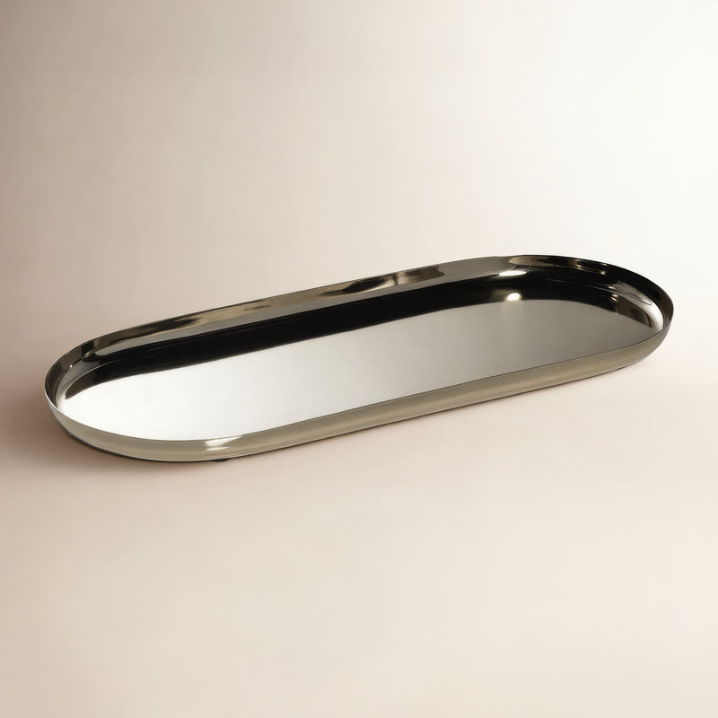 Plateau en acier Joss & Main Wanita, H 0,5 po x l 6 po x P 13,25 po, Or