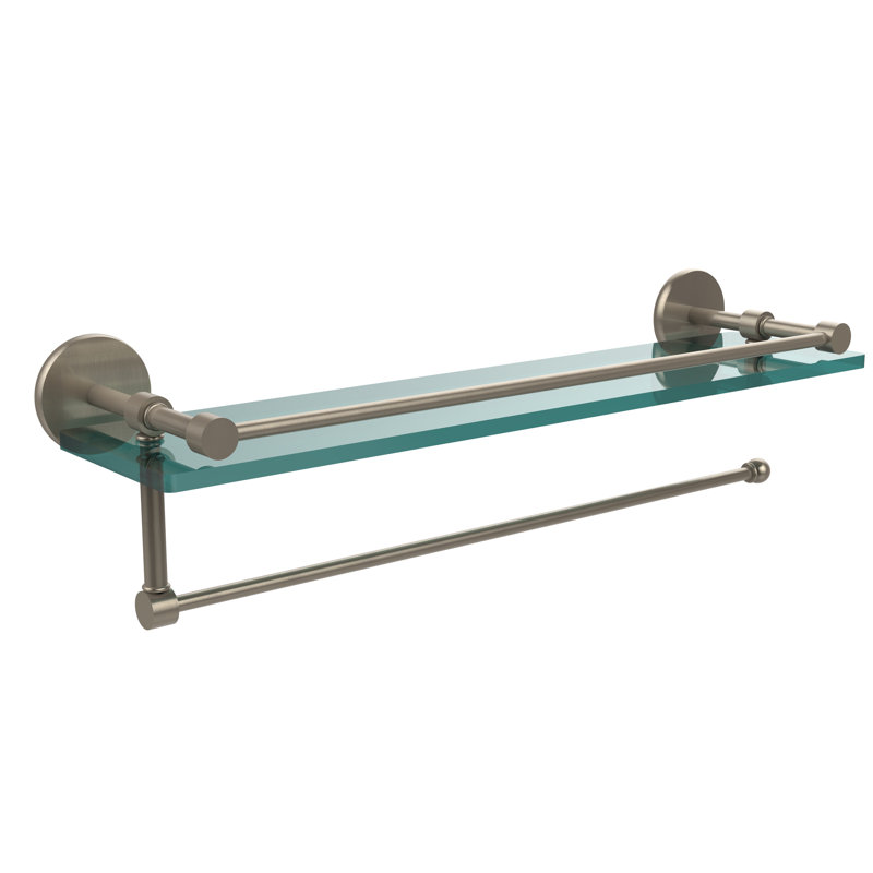 Dalston Bracket Shelf with Towel Bar, Antique Pewter, 5'' H x 16'' W x 5'' D