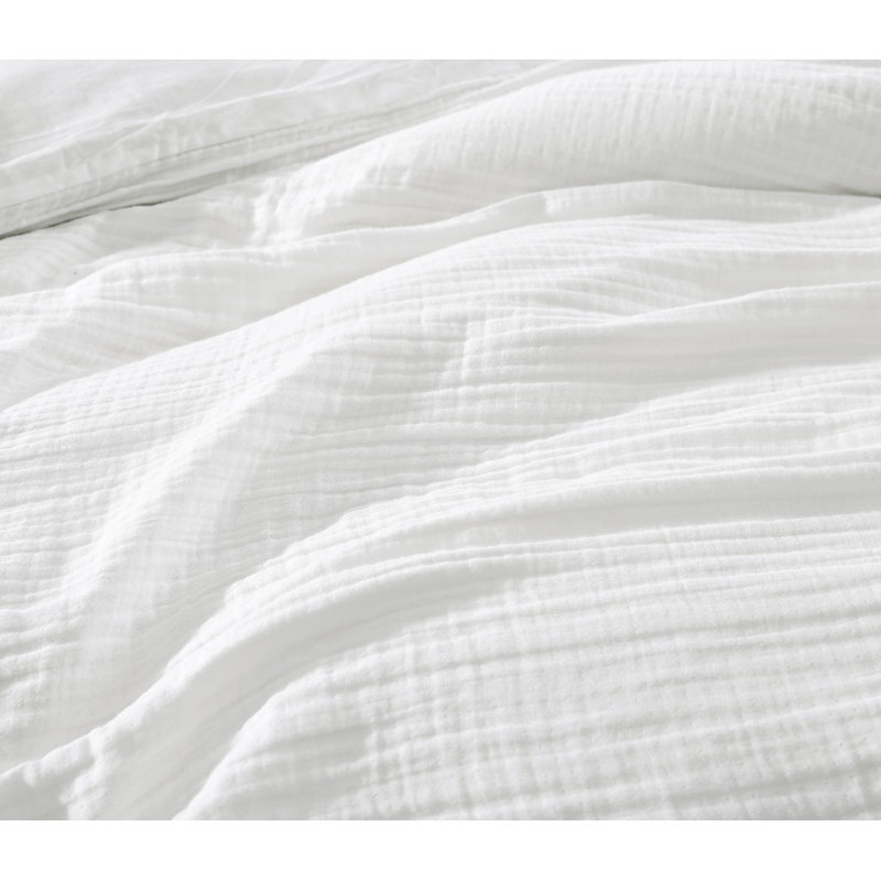 Ensemble d'édredon 100% coton 3 pièces Syracuse, Édredon très grand et 2 très grandes taies déc, Blanc