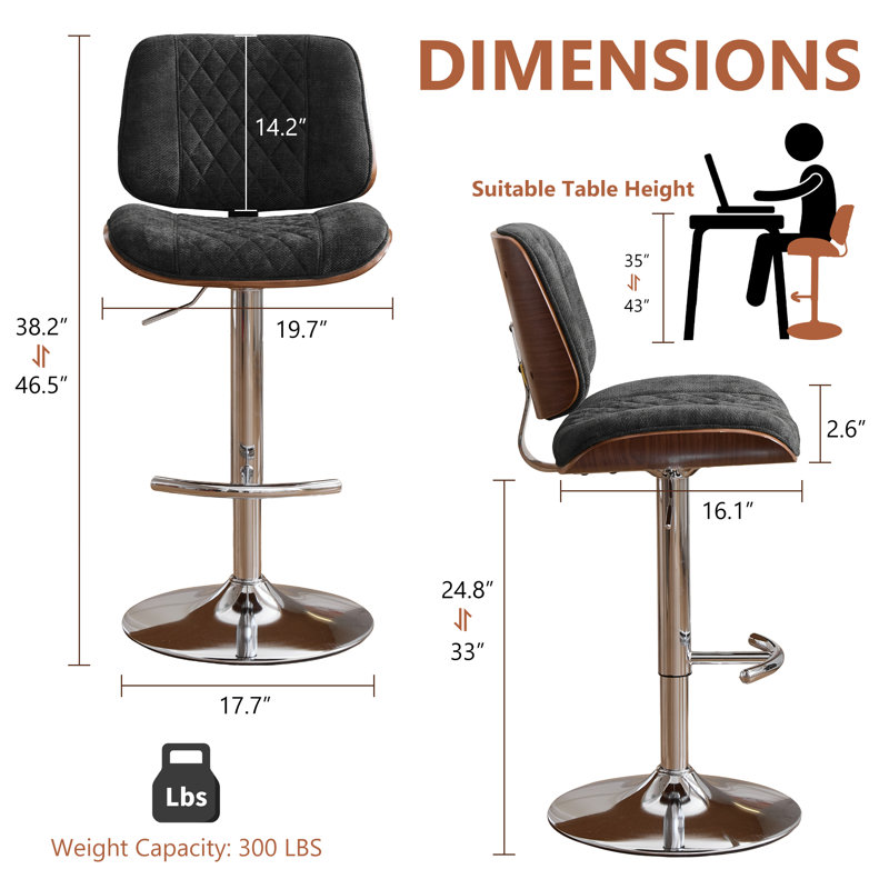 Ensemble de 1 tabourets de bar Modern, Noir, 1