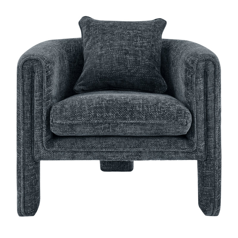 Jalesa Upholstered Barrel Chair, Black Polyester, Black