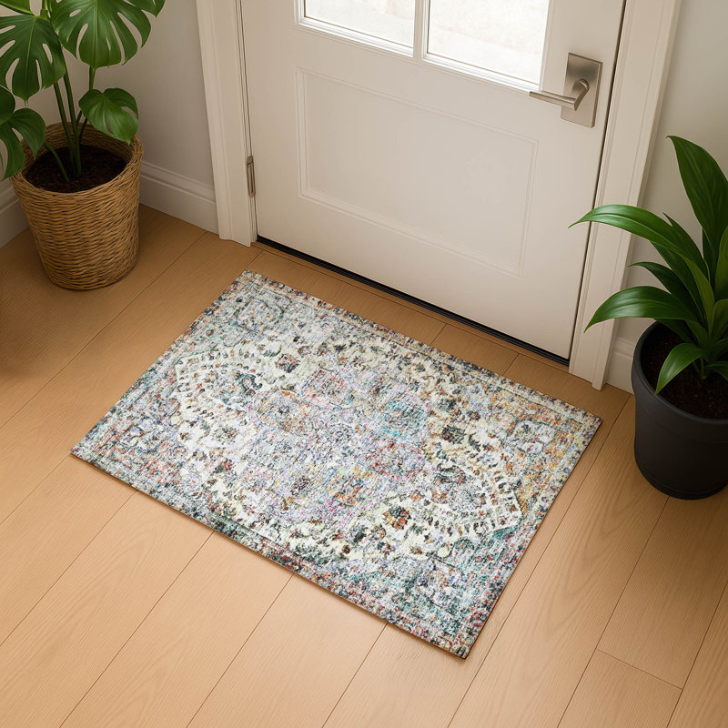 Premium Machine Washable Mayfield AMF2138 global Rug, 1'8" x 2'6", Sage