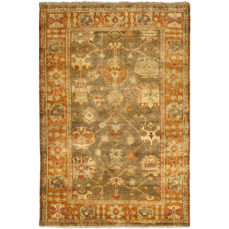 Oushak Oriental Hand-Knotted Wool Brown/Rust Area Rug, Rectangle 9' x 12'