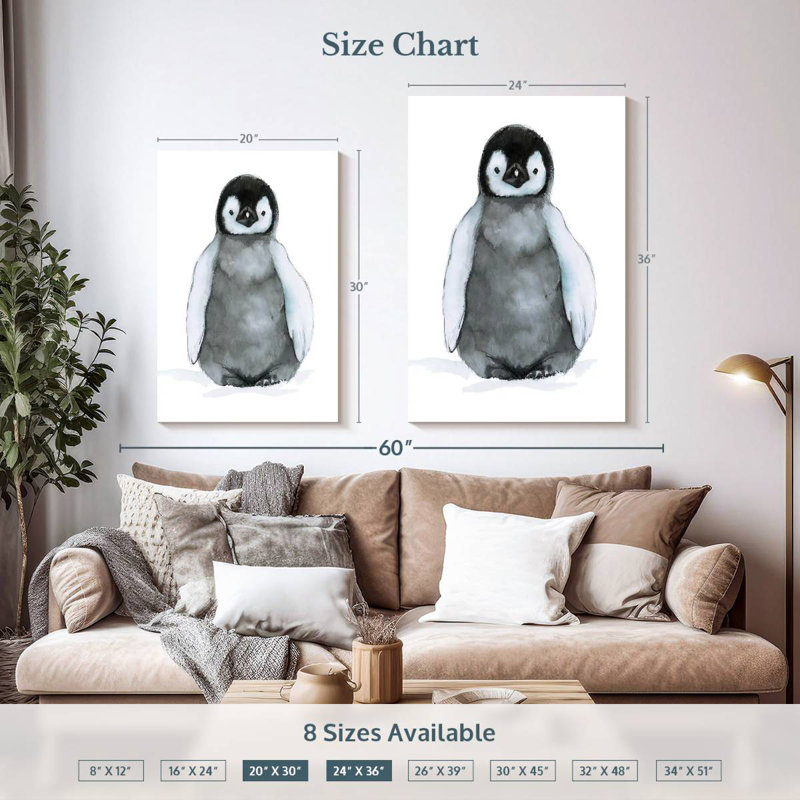 Illustration de bébé pingouin, H 36 po x l 24 po