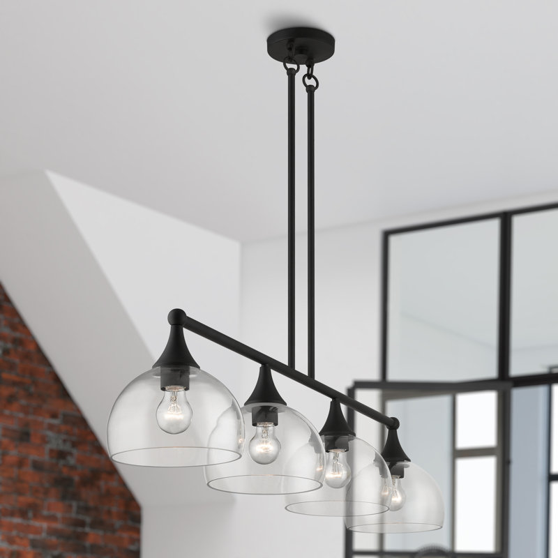 Gorsuch 4 - Light Dimmable Kitchen Island Linear Chandelier, Black