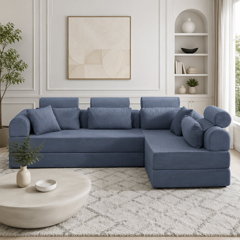 L shape Modular Sectional Sofa, Dark Gray