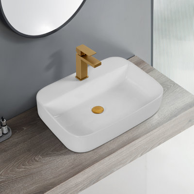 Bassin de comptoir en céramique blanc moderne - Blanc rectangulaire polyvalent et attrayant, pour un look de salle de bain
