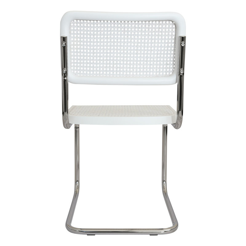 Marcel Breuer Cesca Cane Cantilever Dining Side Chair, White/Chrome