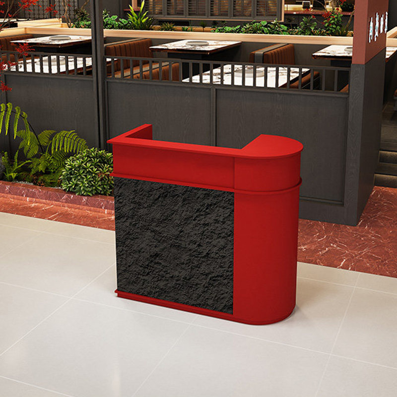 Bureau de réception contemporain en bois manufacturé demi-cercle, 39.37' H x 39.37" W x 19.69" D