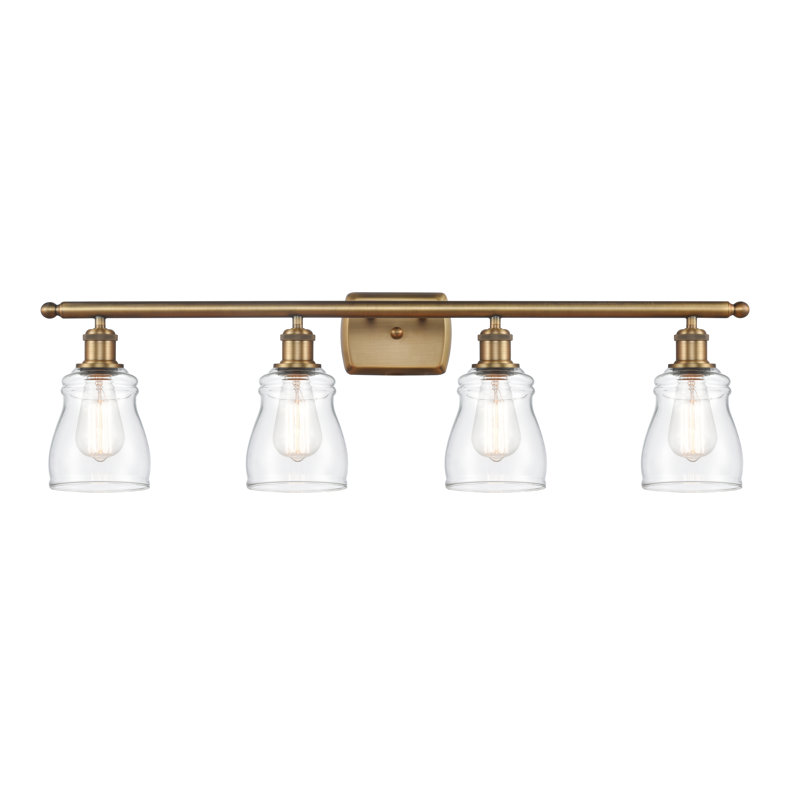 Éclairage pour salle de bain 3 lumières Mccarver, Transparent, Laiton brossé, Ampoule non incluse