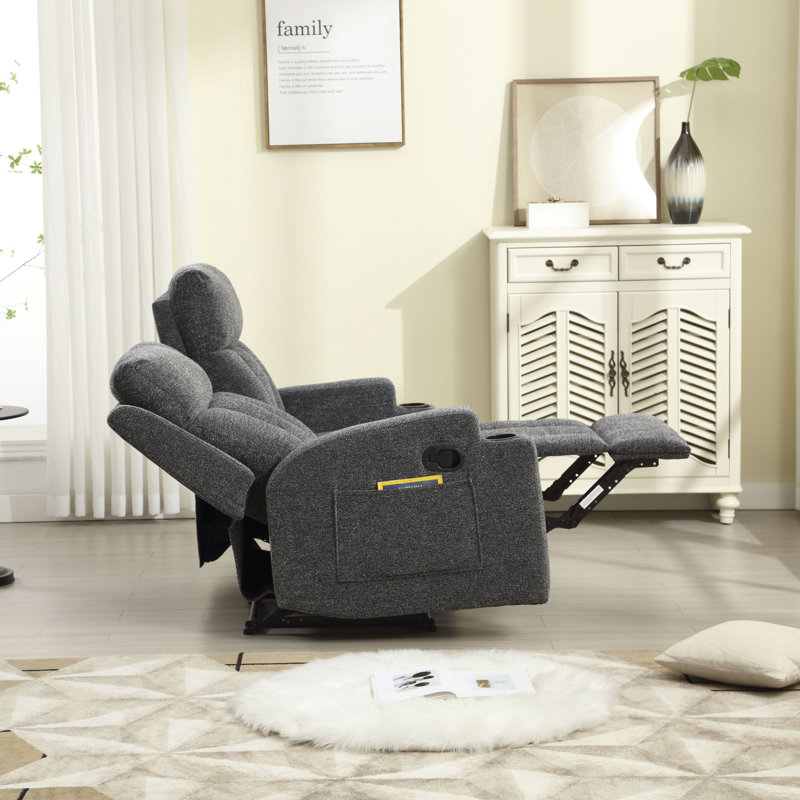 Causeuse inclinable manuelle avec porte-gobelets et rangement pour poches 56,7 po Brost, Gris foncé