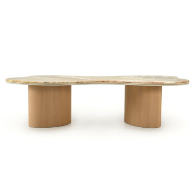 White Oak Dining Table with White Galaxy Marble Top