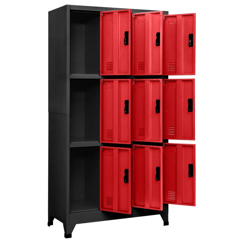 Wabansia Metal 1 - Tier 90cm Employee Locker, Anthracite and red