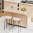 51.2"W Solid Wood Kitchen Island Cart - Rolling Kitchen Prep Table With Drop Leaf,Towel Rack,Storage Cabinet & Adjusted Shelf, Natural Wood-881178077-881178074