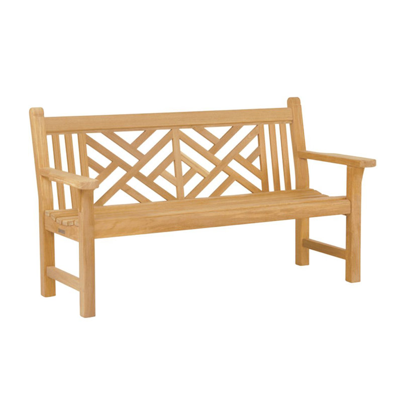 Chippendale Teak Garden Bench, Cloud, 34" H x 60" W x 20" D