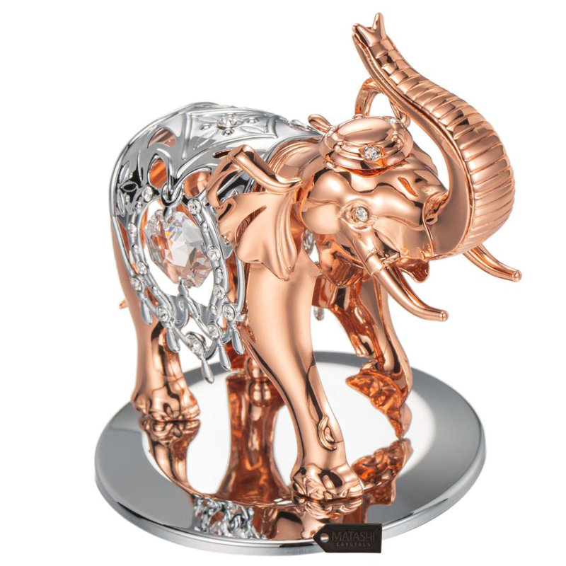 Figurine éléphant en cristal garniture cloutée Nauvoo